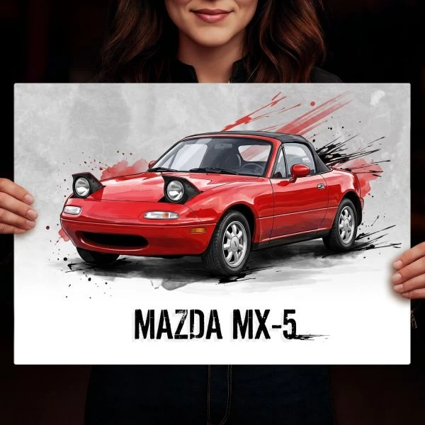 Duzy dekoracyjny plakat metalowy Mazda MX-5